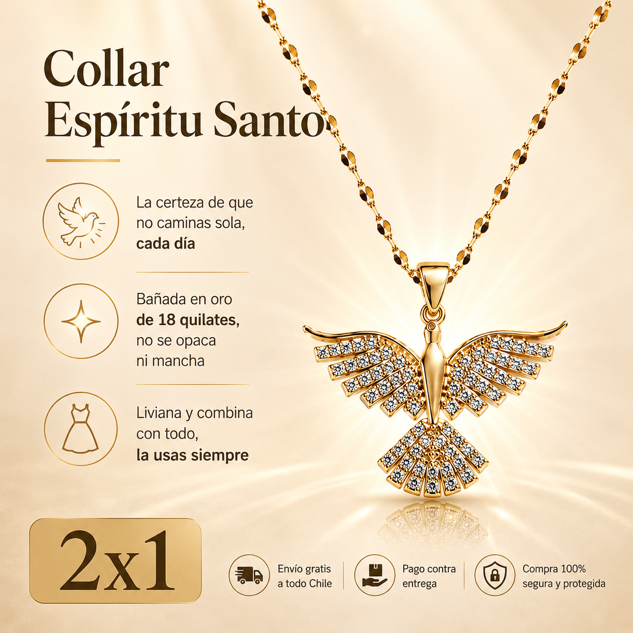 Collar Espíritu Santo (2x1)🔥 La compañía de Dios contigo
