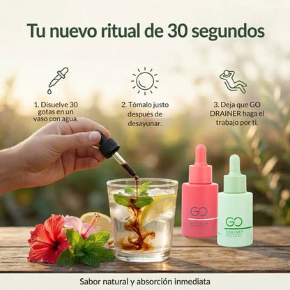 Go Drainer®: Reduce la hinchazon y sientete mas ligero en tan solo 6 dias con nuestra formula patentada.