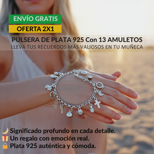Amatista™ — Pulsera de Plata 925 con 13 Amuletos (2x1 Limitado)
